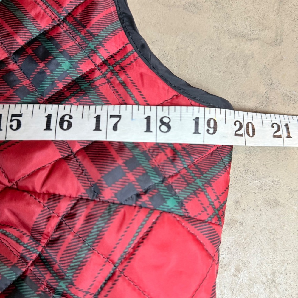 Karen Scott XS Plaid Quilted Vest Red Green Black Puffer Winter Warm Layer - Picture 5 of 8